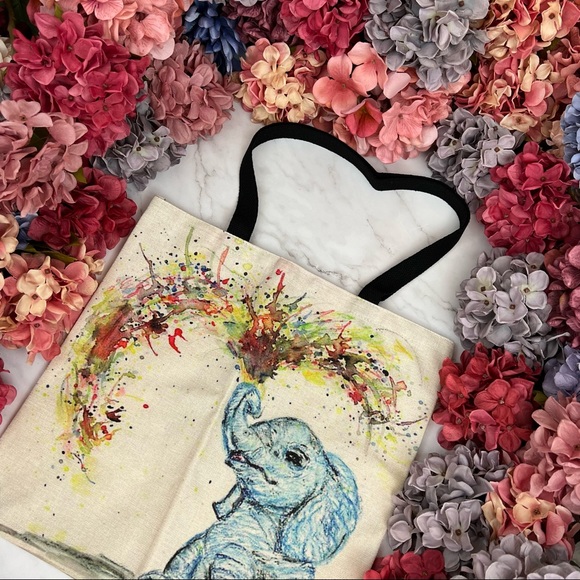 Eco-Friendly Playful Baby Elephant Folding Tote Bag - Picture 4 of 14